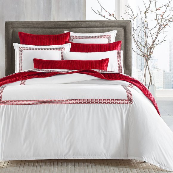 Hotel Collection Chain Links Embroidery 100% Pima Cotton Duvet Cover Set, King - Picture 1 of 4